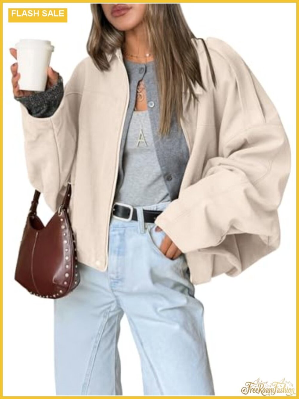 Faux Suede Bomber Jacket Oversized Zip Up Moto Biker Coat